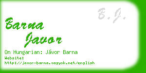 barna javor business card